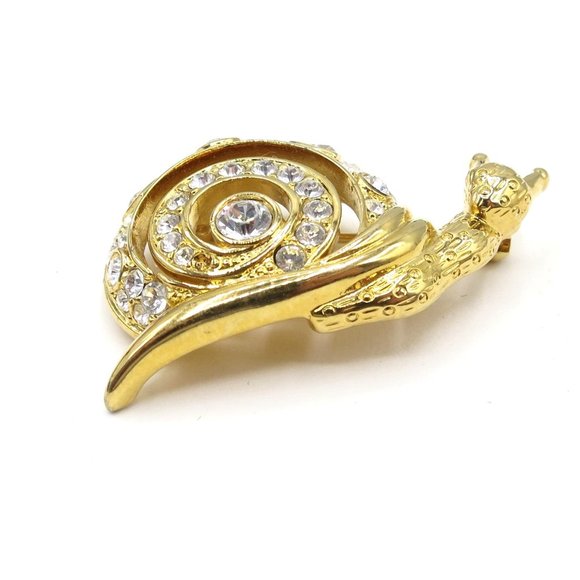 Swarovski Clear Crystal Rhinestone Goldtone Snail - Picture 5 of 11